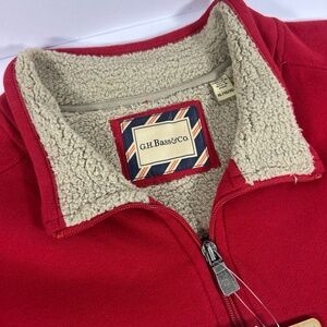 NWT G.H. Bass Mens Pullover Size XL Rio Red Sherpa Fleece 1/4 Zip Faux Fur Lined